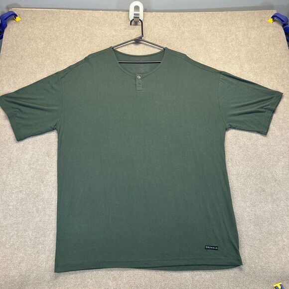 YoungLA Tops - YoungLA Oversize Sleep Shirt Womens XL Green Short Sleeve Henley Modal Blend 720